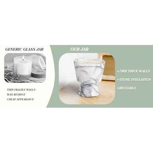 Scented Luxury Candle in Handmade Marble Container |1 Set | Soy Wax | Non-Toxic | Reusable Stone Jar | Story of Stone | Distinctive Gift. Natural Spring Aromatherapy for Women & Men