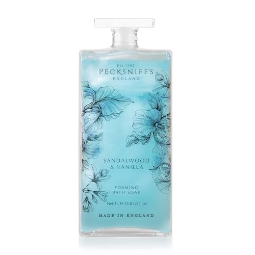 Pecksniff¡¯s Sandalwood & Vanilla Foaming Bath Soak ? Luxury Bubble Bath, 1L / 33.8 fl oz, Made in England