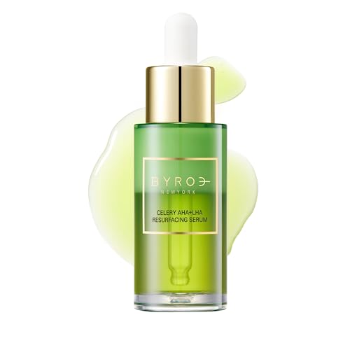Byroe Exfoliating AHA Serum | Gentle Celery Serum for Resurfacing and Acne Prone Skin | Clarifying Pore Minimizer with Vitamin 12 Complex and LHA from Salicylic Acid | Vegan 30 ML