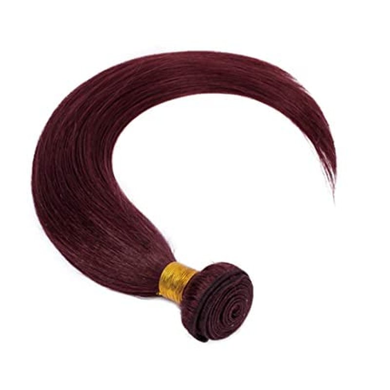 99J Burgundy Straight Hair Weaves | 20-Inch 8A Brazilian Virgin Human Hair, Unprocessed & Free Part