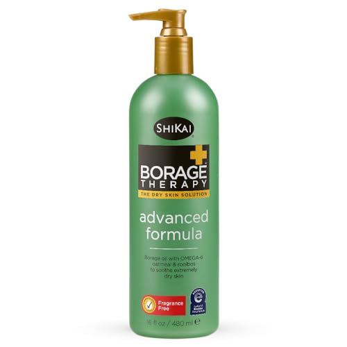 ShiKai Borage Therapy Advanced Formula Body Moisturizer (16 oz) | Fragrance Free | Hydrating Lotion for Dry Hands & Body | With Oatmeal & Shea