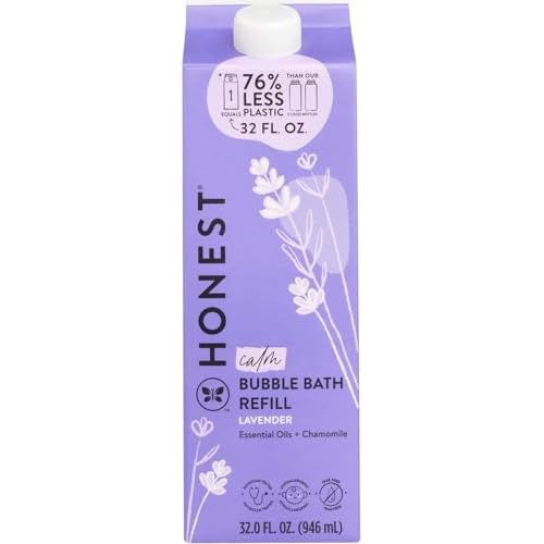 The Honest Company Foaming Bubble Bath Refill Carton | Gentle for Baby | Naturally Derived, Tear-Free, Hypoallergenic | Lavender Calm, 32 fl oz