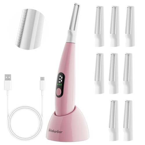 Sonic Dermaplane Razor for Women Face,Women¡¯S Facial Exfoliation & Peach Fuzz Hair Removal System,Anti-Aging?3 Speeds?8 Dermaplaning Blades?Rechargeable,Sonic Dermaplaning Tool