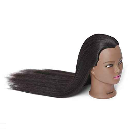 Hairginkgo Mannequin Head 26"-28" Super Long Synthetic Yaki Fiber Hair Manikin Head Styling Hairdresser Training Head Cosmetology Doll Head for Cutting Braiding Practice with Clamp (91806BY0220)