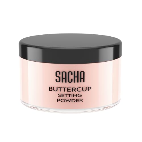 Sacha BUTTERCUP Ros? Setting Powder. No Ashy Flashback. Blurs Fine Lines and Pores. Loose, Translucent Face Powder to Set Makeup Foundation or Concealer. For All Skin Tones, 1.75 oz.