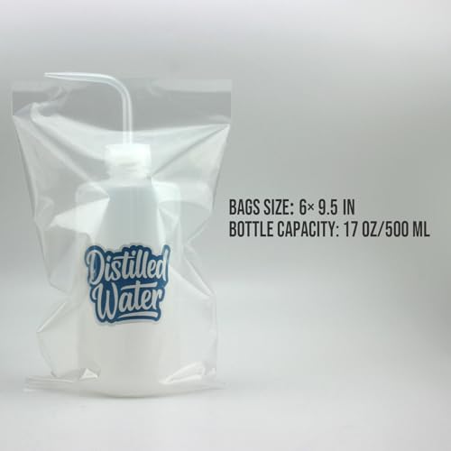 Wash Bottle Bags?250PCS Tattoo Bottle Covers for 17oz/500ml Squeeze & Spray Bottles, with 8 Bottle Stickers, 2 Paper Tapes, 100 Rubber Bands?Professional Tattoo Supplies Accessories Kit (Clear Kit)