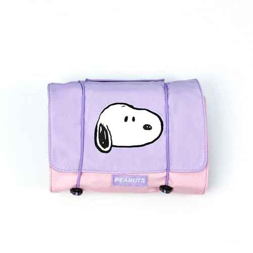 MINISO Snoopy Colorful Life Collection Foldable Makeup Bag Cosmetic Bag Waterproof Large Roll-Up Portable Travel Organizer For Women Girls