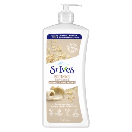 St. Ives Soothing Hand & Body Lotion for Women with Pump, Daily Moisturizer Oatmeal and Shea Butter for Dry Skin, Made with 100% Natural Moisturizers, 21 fl oz, 4 Pack