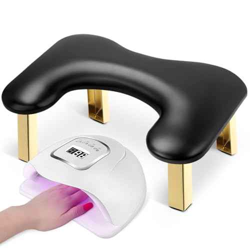 Nail Arm Rest, Arm Rest for Nails Tech, Foldable Nail Tech Client Arm Rest, PU Leather Nail Hand Rest, U Shape Manicure Hand Rests for Foot Hand Rest, Black