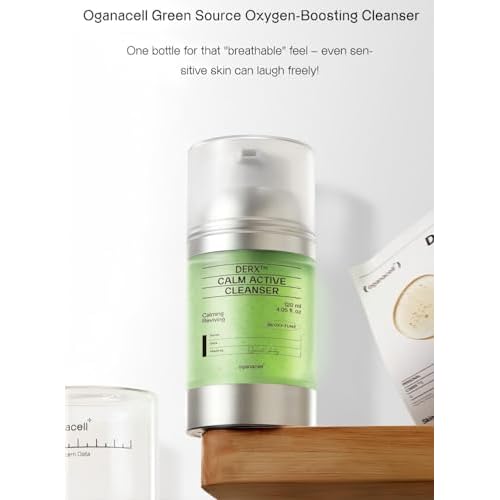 DERX Facial Cleanser for Sensitive & Oily Skin ? Calm Cleansing Foam with Plant Tannin, Redness Relief & Oil Control, Oxygen Bubble Technology, Korea Skincare (120ml/4.05 fl.oz.)