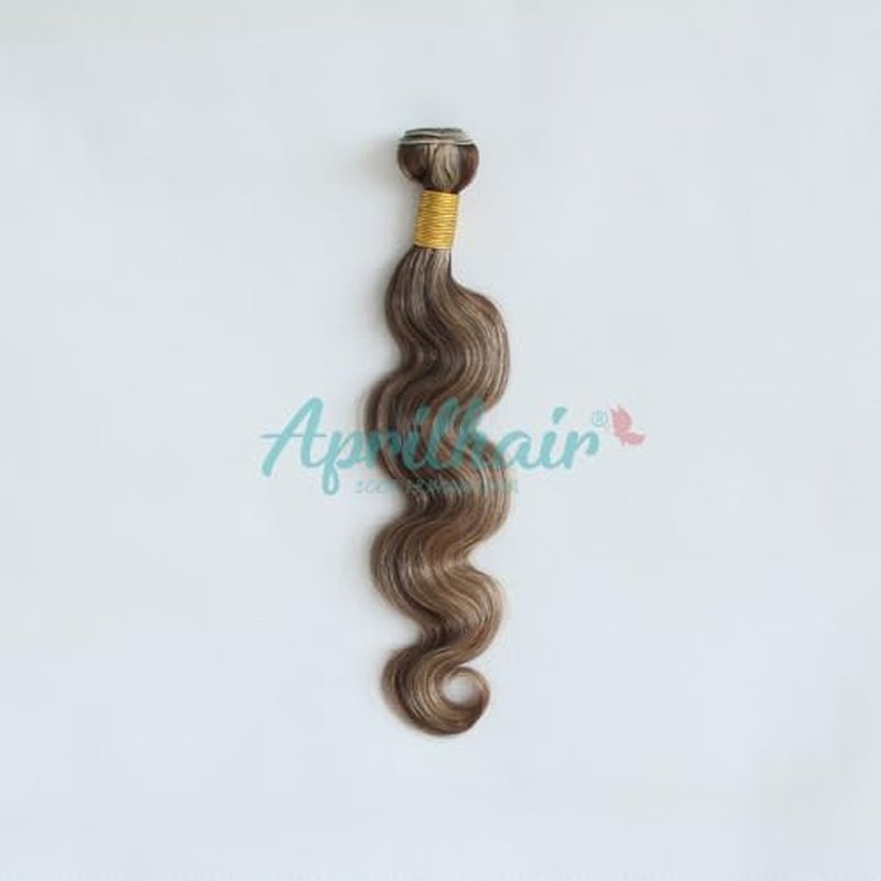 8A Machine Double Weft Raw Brazilian Virgin Human Hair Extensions Highlight P4/27 Brown Honey Blonde Body Wave 3 Bundles 14" 16" 18"