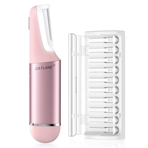 Dermaplane Razor for Women Face, Dermaplaning Tool for Face, Sonic Smooth Exfoliation & Peach Fuzz-Hair Removal System with 10 Dermaplaning Blades, Charm Pink