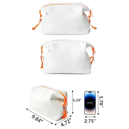 6"x 11" 6L Large Silicone Toiletry Bag,Waterproof Leakproof Foldable Travel Organizer,Dopp Kit Alternative for Men & Women,White