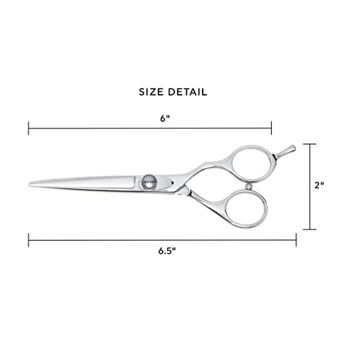 Cricket S2 Elite Series Shears 600 Professional Hair Cutting Scissors - 6-Inch Barber & Stylist Hair Scissors with Convex Edge Blades, Durable Swedish Steel, Leaf Spring Tension, Hand-Polished Finish