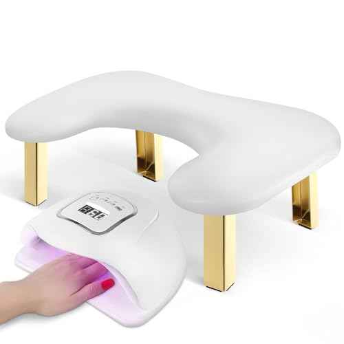Nail Arm Rest, Arm Rest for Nails Tech, PU Leather Nail Tech Arm Rest, U-Shaped Hand Rest for Nails Tech, Foldable Manicure Hand Rests for Foot Hand Rest, White