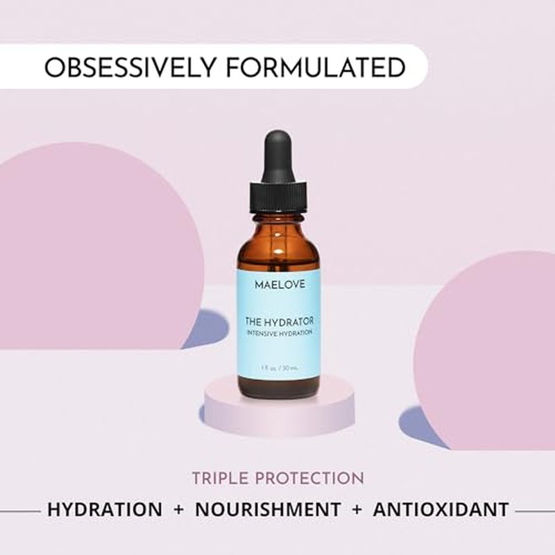 MAELOVE Hydrator Hyaluronic Acid B5 Serum with Resveratrol for Instantly Dewy Glow, Fills Fine Lines, Lightweight and Non Greasy, 1.0 fl oz