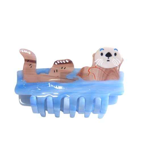 Novelty Otter Hair Clip,Acetate Claw Clips,Cute Hair Clips for Women,Brown