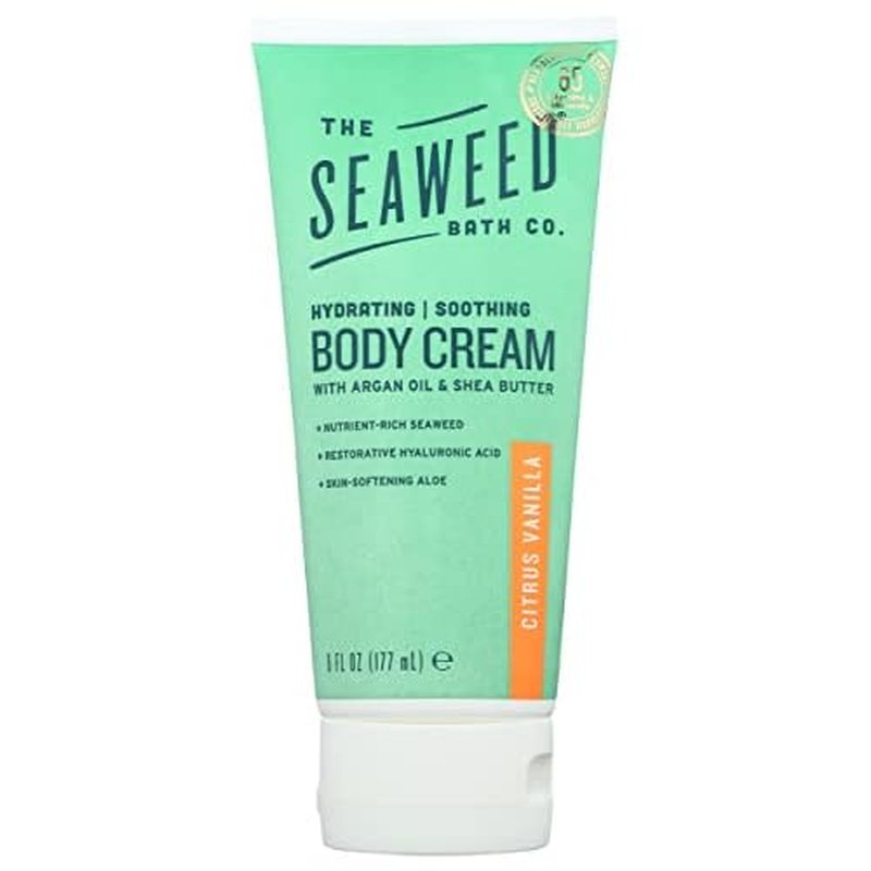 The Seaweed Bath Co. Hydrating Soothing Body Cream, Citrus Vanilla Scent, with Argan Oil & Shea Butter, 6 Oz
