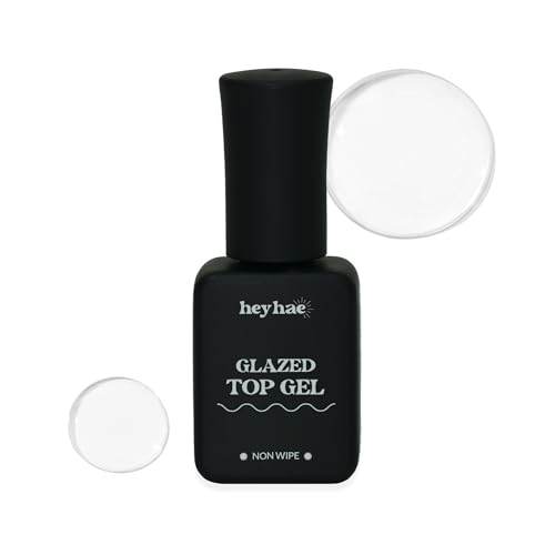 heyhae Glazed Top Gel for Semi-Cured Gel Nail Strip | Non Wipe High Gloss Gel Top Coat (0.23 fl.oz)