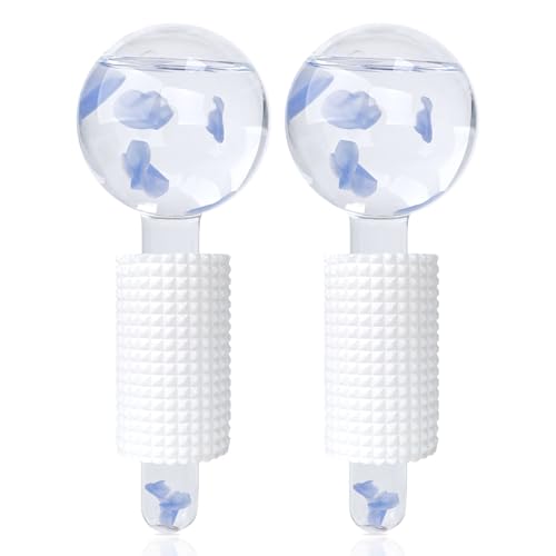 Ice Globes & Ice Roller for Face and Eyes - Facial Massage Tools for Skin Care, Reduce Wrinkles & Puffiness, Cooling Globes & Roller Ball for Glowing Skin 2PCS (Blue)