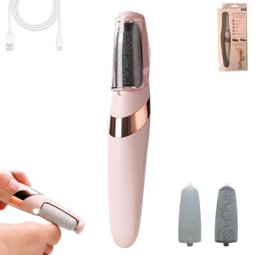 Avoria Foot Shaver, Avoria Electric Foot File, Rechargeable Portable Waterproof Electric Foot Polisher Grinder with 2 Rollers, Calloused Feet Remover Tool, Hard Cracked (Pink)