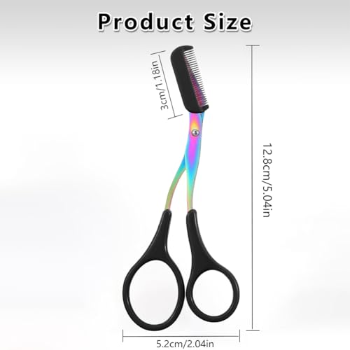 Eyebrow Trimmer Scissor, 2-in-1 Professional Eyebrow Scissor with Comb, Stainless Steel Precision Eyebrow Cutter, Curved Eye Brow Razor, Portable Hair Removal Makeup Tool for Women and Men (Black)