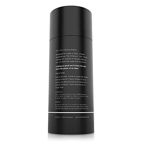 The Rich Barber N¡¯Hance Hair Building Fibers, 3 Month Supply - Barber Hair Thickening Fibers, 25 grams - Grey Hair Concealer Spray - Sharper Hairlines, Thicker Beard & Fuller Hairstyling (Black)