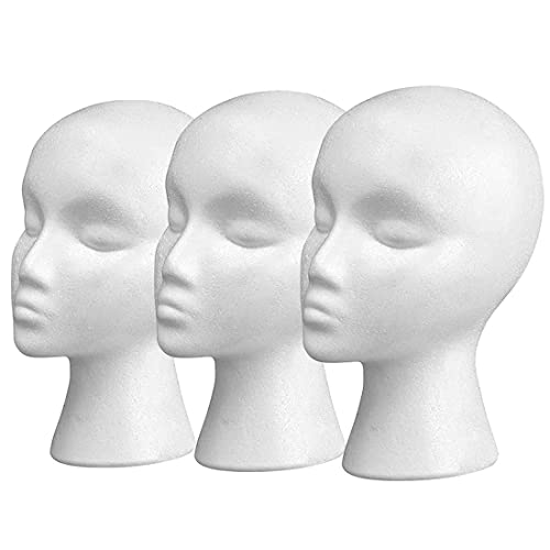 Smilco 11" 3 Pcs Wig Head - Tall Female Foam Mannequin Wig Stand and Holder for Style, Model And Display Hair, Hats and Hairpieces, Mask - for Home, Salon and Travel£¨3 Pieces£©