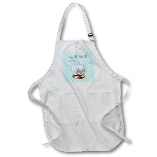 3dRose apr_160036_2 Snow Globe Deer, Tree and Snowflakes, Merry Christmas in Korean Medium Length Apron, 22 by 24", with Pouch Pockets
