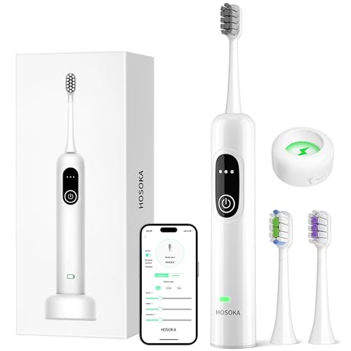 Sonic Electric Toothbrush for Adults, 60¡Æ Oscillation & Vibration Smart Toothbrush with Customizable App, 3 Brush Heads, Wireless Rechargeable Travel Wave Electric Toothbrush, IPX7 Waterproof