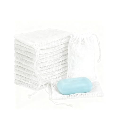 40pcs Mesh Soap Bags for Soap Bars, Exfoliating Bubble Mesh Net Bars with Drawstring for Shower Face Cleansing