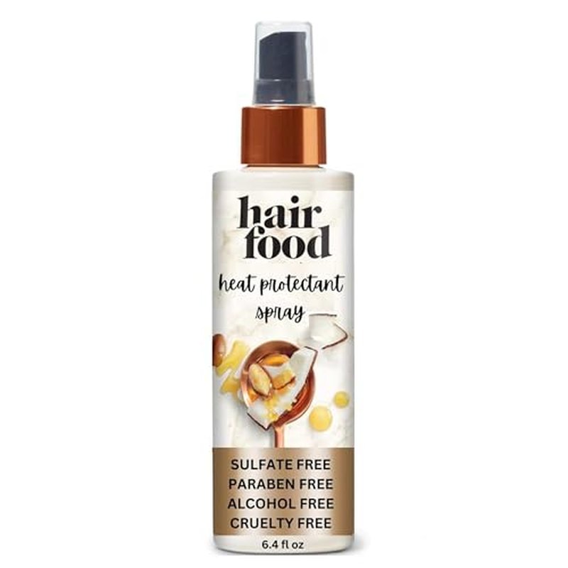 Hair Food Coconut & Argan Oil Heat Protectant Leave-In Spray for All Hair Types, 450¡ÆF Heat Protection, Sulfate-Free, Paraben-Free, Dye-Free, Alcohol-Free, Adds Shine, 6.4 Fl Oz