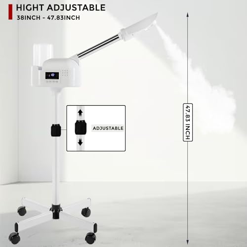 Professional Facial Steamer On Wheels for Esthetician, Touch Screen Vaporizador Facial Steamer with Hot Mist&Timer Function, Spa and Home Use