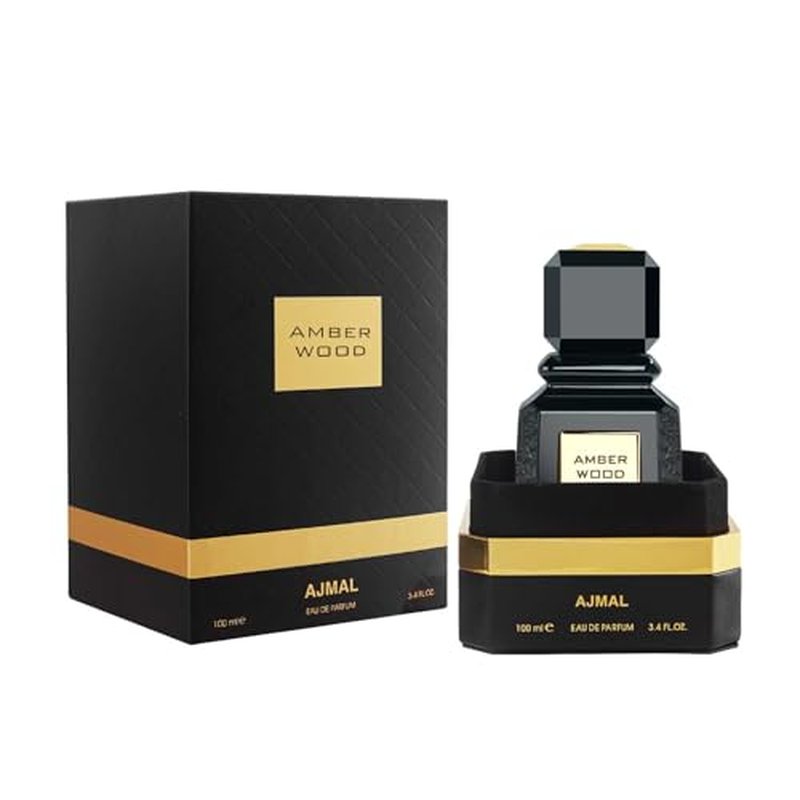 Ajmal Amber Wood Eau De Parfum, 3.4 Ounce / 100 ML For Men & Women - Long Lasting Ambery Woody - Made in Dubai