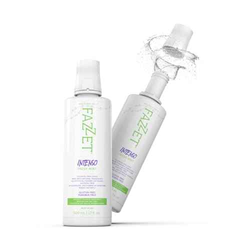 FAZZET Intenso Fluoride Oral Rinse – Soothe Tonsils, Combat Bad Breath – Alcohol, Gluten, and Paraben Free Mouthwash – Fresh Mint Flavor