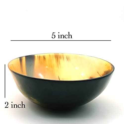 Shaving & Serving Bowl Natural Yak Horn Shaving Soap Bowl Shaving Cup for Men Real Horn Shave Bowl Lathering Up Shaving Soap Cup Bowls.Gift for Husband Boyfriend 5¡±RoundX2¡±deep