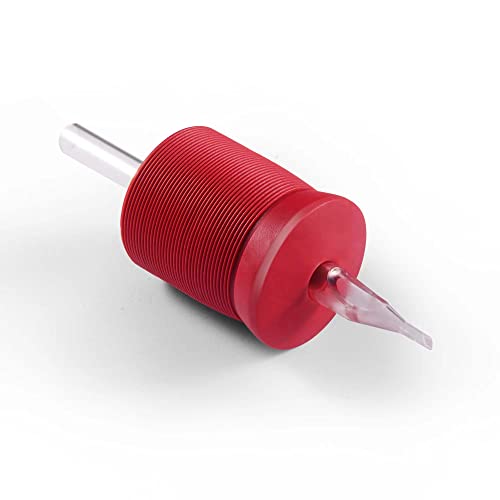 1.25 Inch Ultra Premium Red Soft Silicone Grip w/Long Clear Disposable Tubes & Tips- 15 Pack, Diamond Tip (5DT)