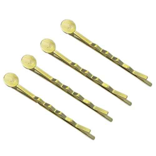 55mm Bobby Pins Hair Clips with Glue On Flat Pads for DIY Craft (Gold-100pcs)