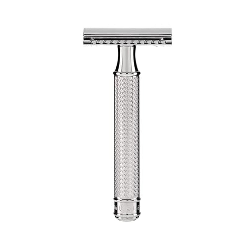 M?HLE EDITION Chrome 2-Piece Shaving Set - Classic Closed Comb R89 Safety Razor & Razor Stand ? Safety Razor Kit for Men, Shaving Razor, Straight Razor Shaving Kit for Men