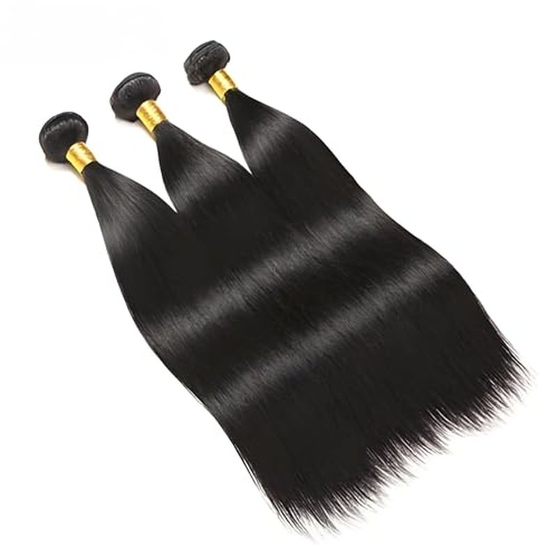 12A Human Hair Bundles 14 16 18 Inch 3 pcs Straight Bundles Human Hair 100% Unprocessed Brazilian Remy Virgin Hair Extensions Raw Quick Weave Sew In Glossy Billion Hair Bundles Natural Black