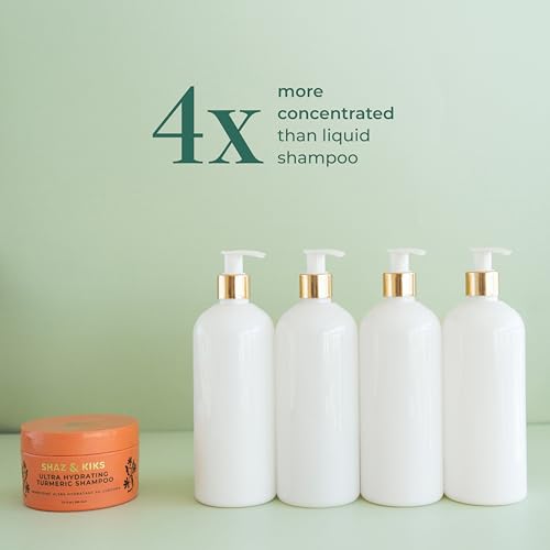 SHAZ & KIKS Ultra Hydrating Turmeric Shampoo | Deeply Moisturizing for Dry, Itchy, Flaky or Sensitive Scalp | Ayurvedic Turmeric & Kokum Butter | Natural, Vegan, Sulfate-Free, Color-Safe | 230ml