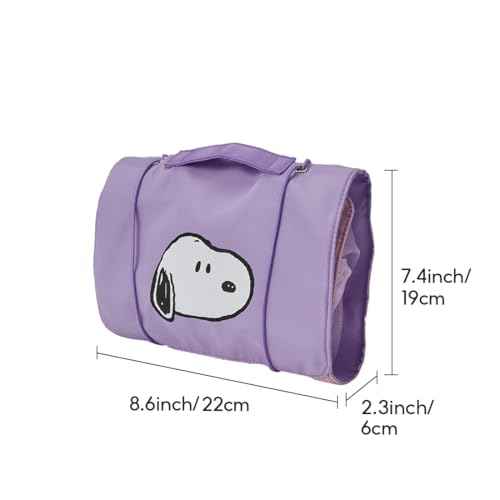 MINISO Snoopy Colorful Life Collection Foldable Makeup Bag Cosmetic Bag Waterproof Large Roll-Up Portable Travel Organizer For Women Girls