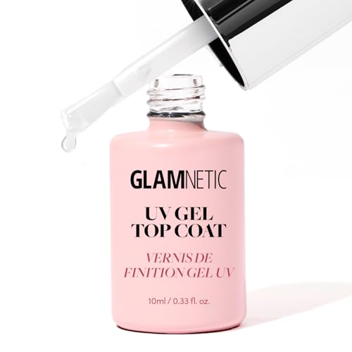 Glamnetic UV Gel Clear Top Coat | High-Gloss Finish | No-Wipe Formula | Works on Press-Ons & Polish | LED UV Curable | 0.33 fl. oz.