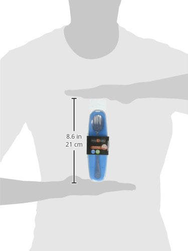 Innobaby Din Din Smart Stainless Steel Spoon and Fork with Carrying Case. Utensil Set for Kids and Toddlers. BPA Free. Blue.