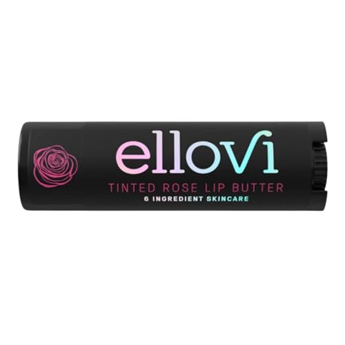 Ellovi Natural Lip Butter Lip Balm - Wild Rose Tinted - Pure Enough to Eat - Made With Just 6 Vegan Ingredients - Tinted Moisturizing Lip Care for All Day Hydration (Single)