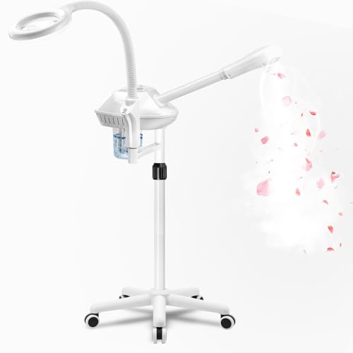 Professional Facial Steamer for Deep Hydration,2in1 Ozone Face Steamer with 5X Magnifying Lamp,Suitable for Home Use or Beauty Spa Deep Cleansing and Hydration