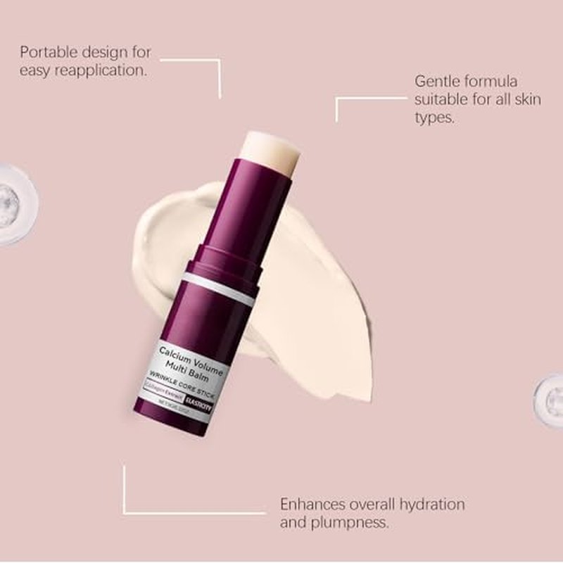 Calcium Multi Balm, Calcium Volume Multi Balm, Wrinkle Core Stick, Korean Collagen Moisturing Stick, Anti-aging, Hydrating, Firming Skin, Suitable for Eyes, Neck, Face, 9g