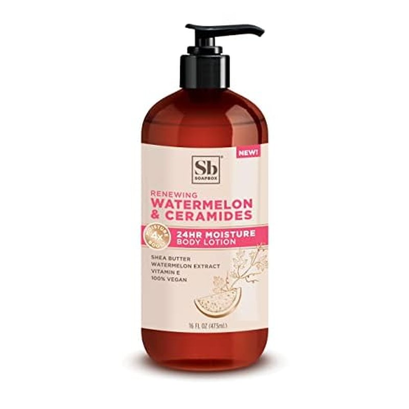 Soapbox Body Lotion, Watermelon & Ceramides Body Lotion for Dry Skin, Plump and Hydrate with Ceramides, Moisturizer for Women, Men, Vegan & Cruelty Free Skin Care, 3 Pack, 16 oz each