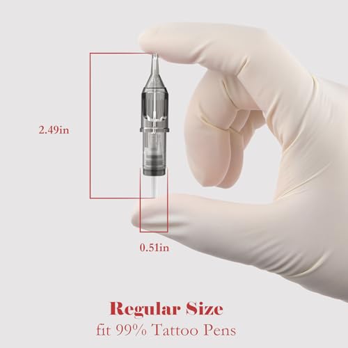 Solong Tattoo Cartridge Needles (50PCS Mixed RL RS M1) 10 Sizes, Tatttoo Needles #12 0.35mm Standard Disposable Tattoo Cartridges with Membrane Assorted Size Round Liner/Round Magnum EN07-50KIT-B