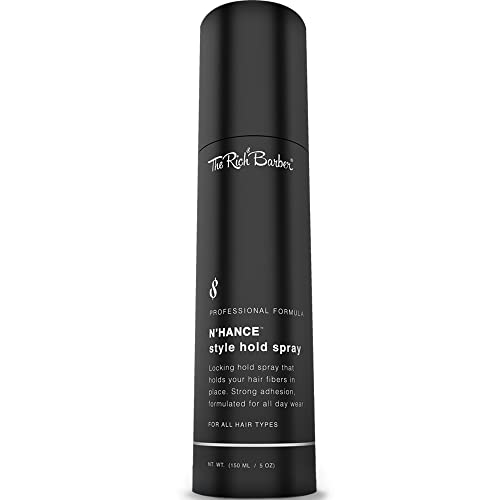 The Rich Barber N¡¯Hance Hold Spray for Hair Building Fibers - Long Lasting Locking & Setting Hold Spray for Natural Concealing Hair Thickening Fibers (5 oz.)
